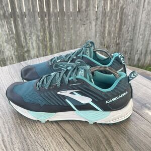 Brooks Cascadia 13 Running Shoes Women 10.5 Blue Teal Trail Sneakers 1202741B343
